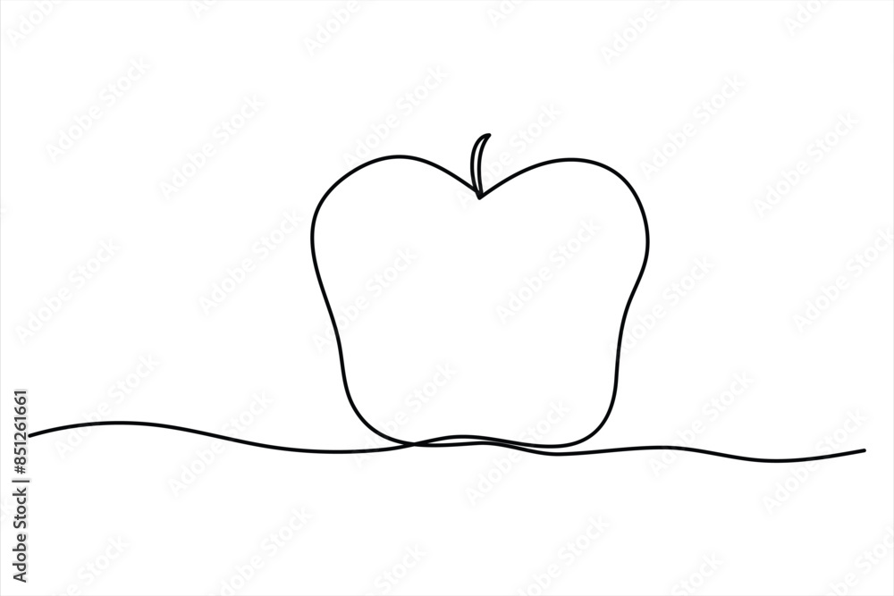 Continuous one line art drawing apple outline vector art illustration Continuous one line art drawing apple outline vector art illustration