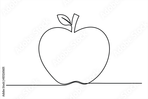 Continuous one line art drawing apple outline vector art illustration