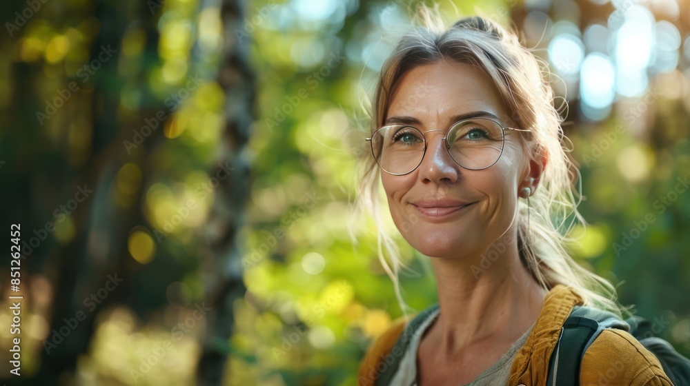 Smiling Woman In Glasses, A Portrait In Nature Smiling Woman In Glasses, A Portrait In Nature