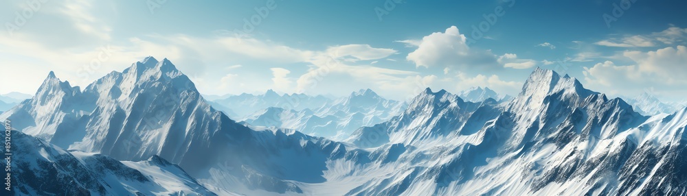 Obraz premium Snowy mountain peaks with detailed textures and shadows, perfect for adventurethemed illustrations and educational materials
