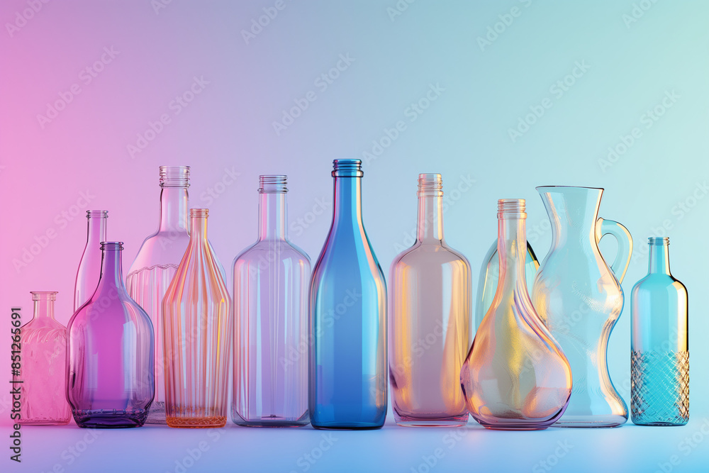 glass bottles on white background glass bottles on white background
