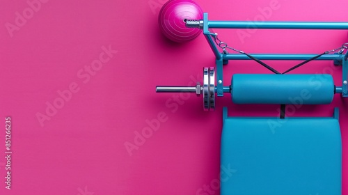 Pilates Equipment on Fuchsia Background