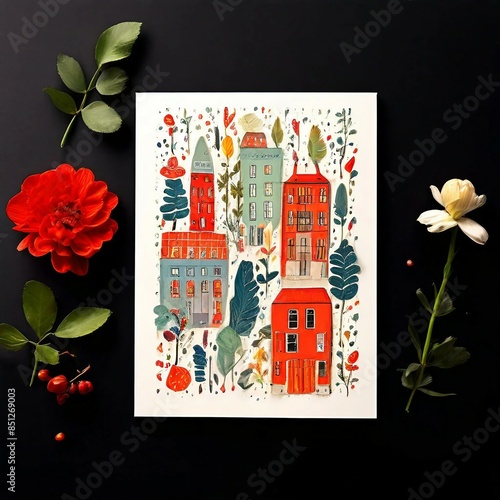 Wallpaper Mural card with flowers Torontodigital.ca