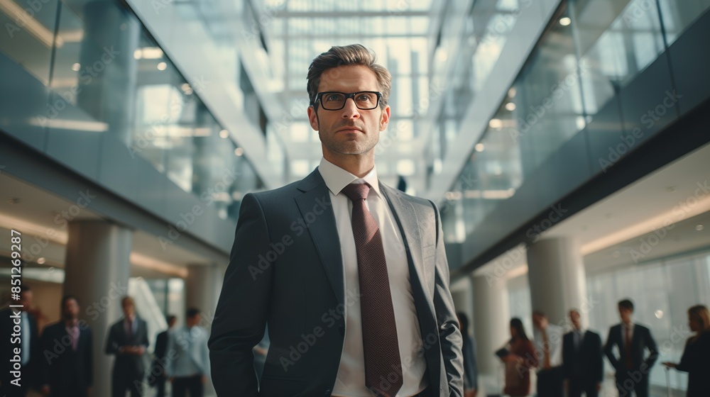 businessman in a modern office, with a confident gaze, projecting an aura of leadership. businessman in a modern office, with a confident gaze, projecting an aura of leadership.