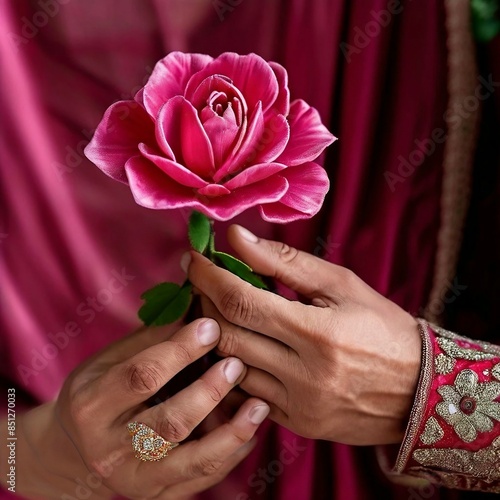 original rose flower in  a hand