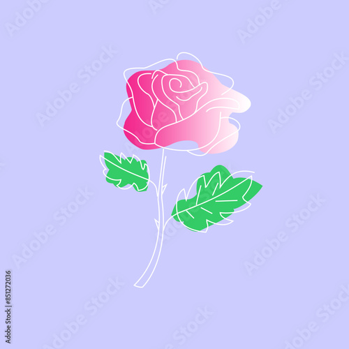 Simple Beautiful Rose Flower Lineart on Square Background Vector Illustration. Suitable for quote illustrations, articles, designs, social media and wallpapers.