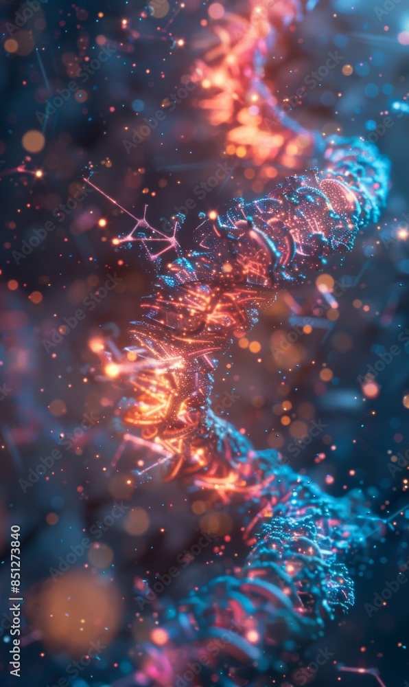 Abstract glowing visuals representing gene editing technology, with vibrant colors and futuristic digital effects Abstract glowing visuals representing gene editing technology, with vibrant colors and futuristic digital effects
