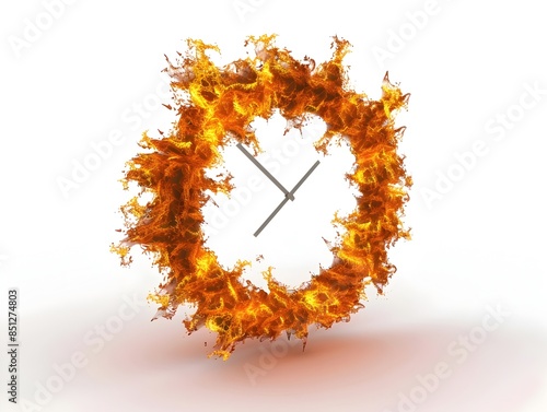 Fiery Timepiece - 3D Rendered Flaming Clock photo