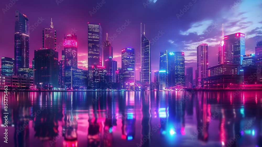 Obraz premium night city skyline