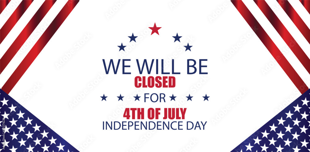Holiday 4th of July Closure with Patriotic Flag Design Holiday 4th of July Closure with Patriotic Flag Design