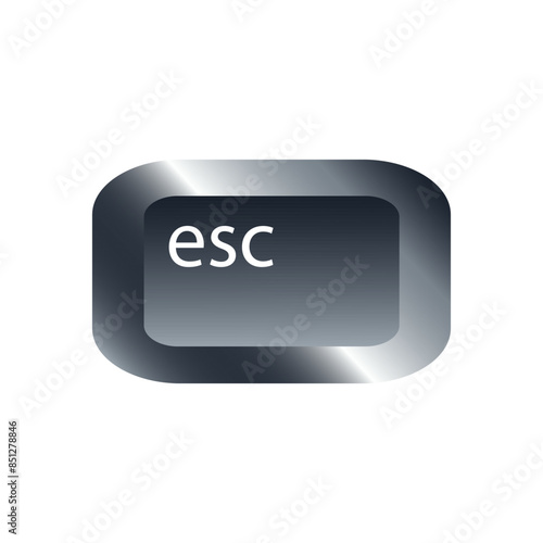 QWERTY button on laptop. Vector. Escape (esc) function keyboard with a simple editable design.