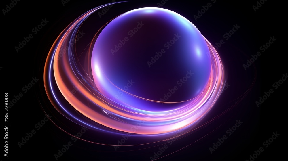 Dynamic Abstract Cosmic Sphere with a Neon Glowing Swirl Dynamic Abstract Cosmic Sphere with a Neon Glowing Swirl
