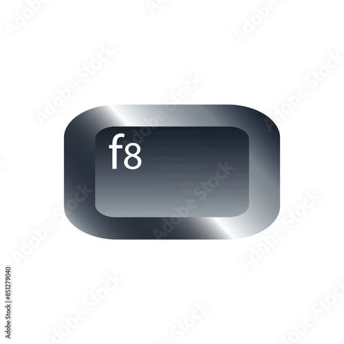 QWERTY button on laptop. Vector. F8 function keyboard with a simple editable design.