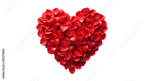 heart made of red rose petals isolated