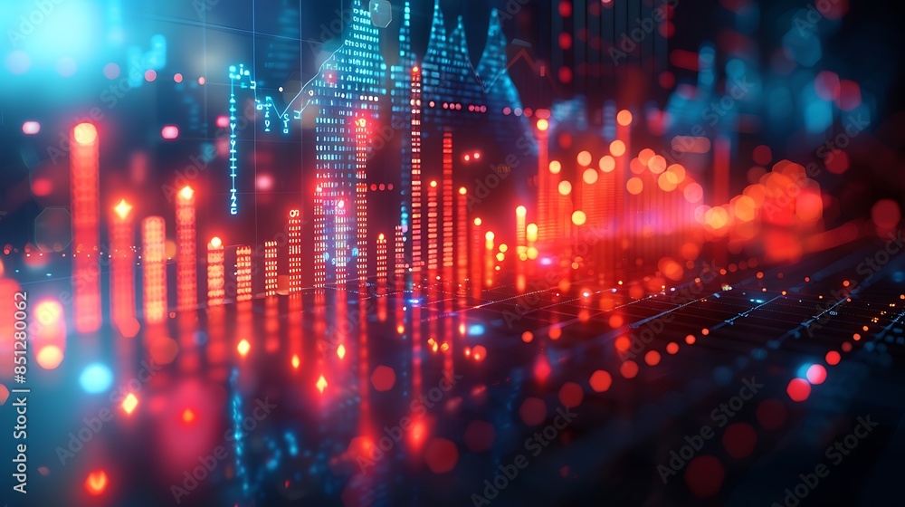 Obraz premium Real-time stock trading screen graphic