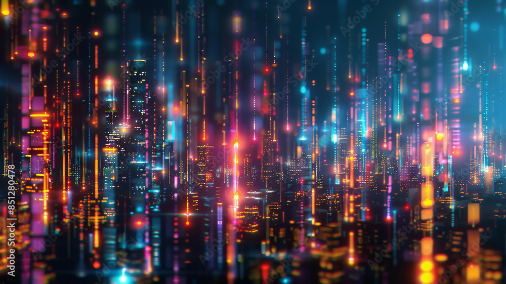 Abstract Bangkok city with wireless network connections, futuristic technology, glowing digital lines, vibrant city background, high-tech and detailed Abstract Bangkok city with wireless network connections, futuristic technology, glowing digital lines, vibrant city background, high-tech and detailed