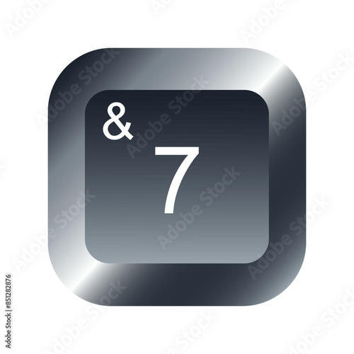 QWERTY button on laptop. Vector. The Number 7 Keyboard with a simple editable design.