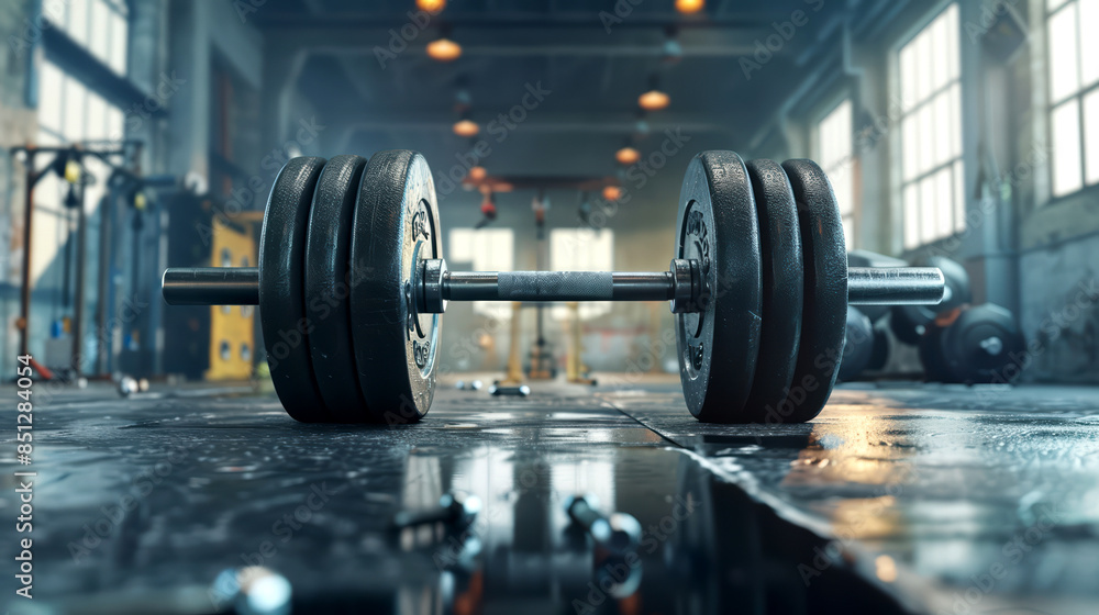 Dynamic angle of a weightlifting gym, clear for text, Dynamic angle of a weightlifting gym, clear for text,
