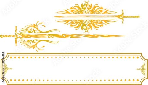 剣とエレガントなファンタジーフレーム素材