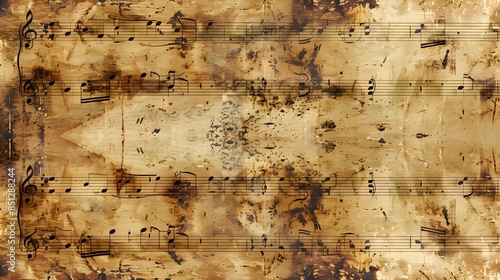 Vintage Music Sheet with Grunge Texture
