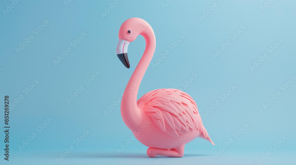 Fototapeta premium Adorable clay Flamingo in muted pastel shades, handmade with love. Perfect as a quirky home dcor item or gift for the kawaii enthusiast.