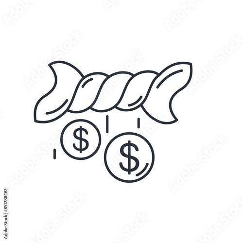 Squeeze, wring money. Receive taxes, profits, duties.Financial pressure.Vector linear icon isolated on white background.