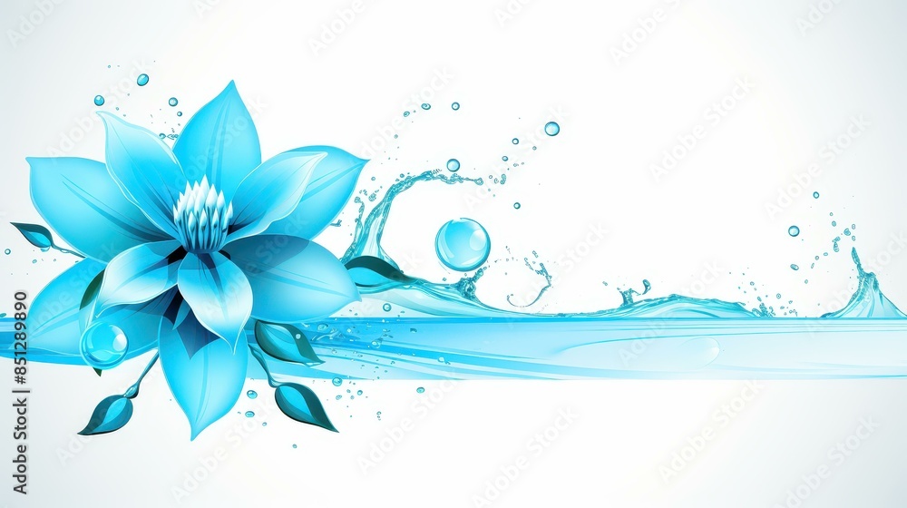 Stunning abstract blue floral water splash design for posters, cards, and digital decor. Stunning abstract blue floral water splash design for posters, cards, and digital decor.
