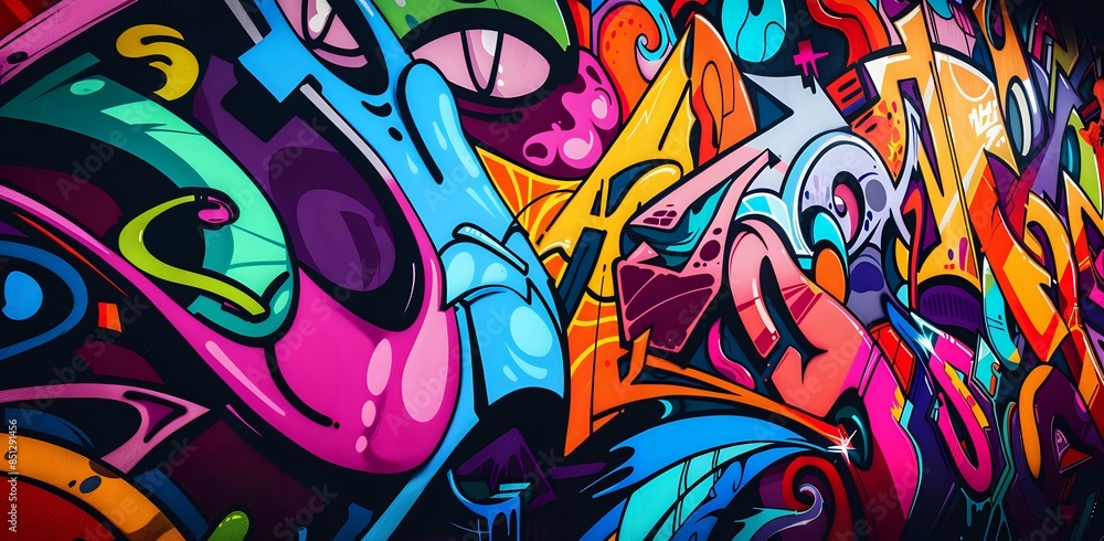 Vibrant Abstract Graffiti: Chaotic Colors and Shapes Vibrant Abstract Graffiti: Chaotic Colors and Shapes