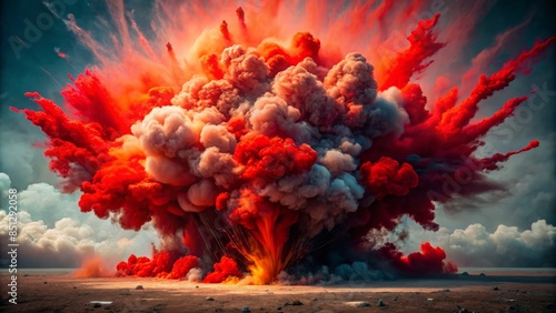 Igniting The Fiery Storm: Witnessing The Raw Power Of An Explosion Captured In A Mesmerizing Display Of Colors And Motion. photo