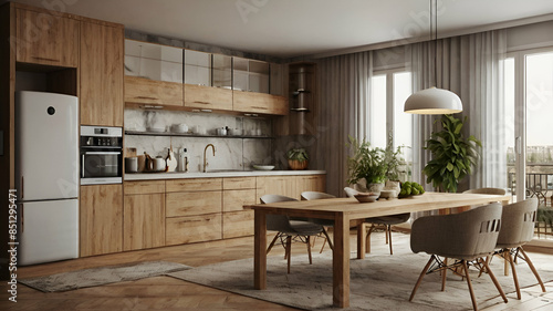 dining room, kitchen, open plan, interior design, home, modern, furniture, decor, dining area, contemporary, kitchen island, dining table, 