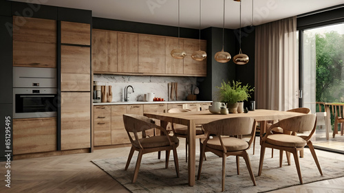 dining room, kitchen, open plan, interior design, home, modern, furniture, decor, dining area, contemporary, kitchen island, dining table, 