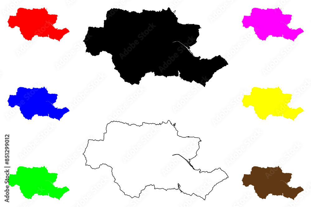 Naklejka premium Hachioji City (State of Japan, island country, Tokyo Prefecture) map vector illustration, scribble sketch City of Hachioji map