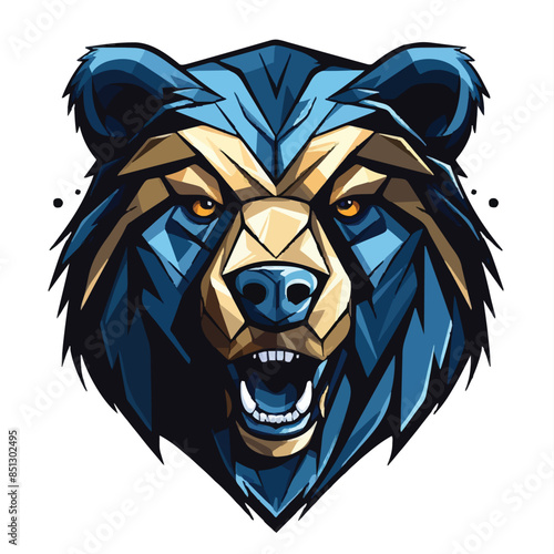 angry grizzly bear head vector art illustration isolated on white background