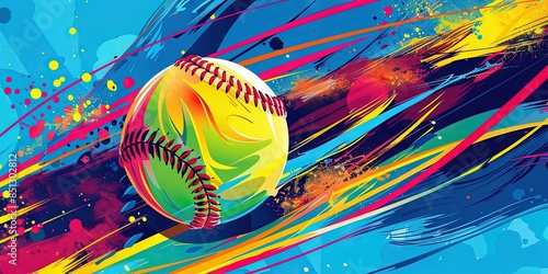 Wallpaper Mural softball on colorful background Torontodigital.ca