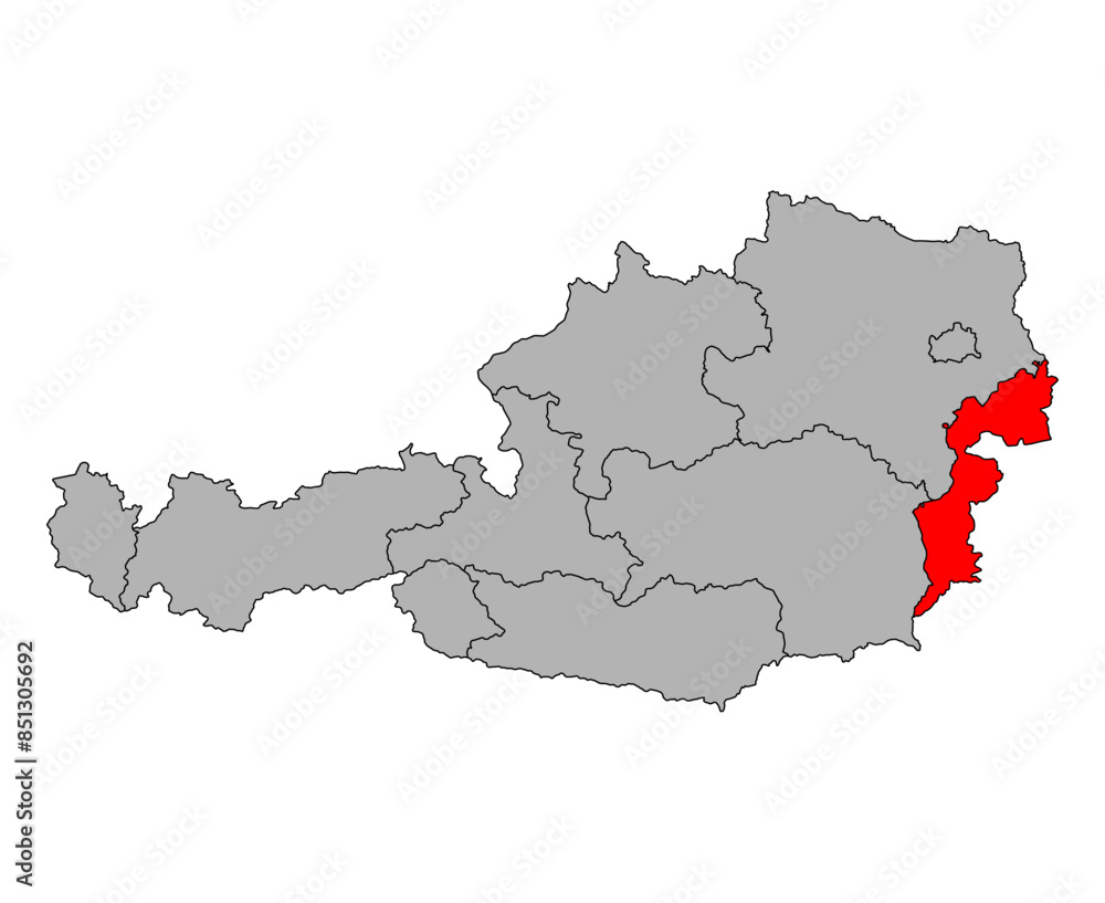 Austria of Burgenland map symbol shape, travel web flat concept icon symbol vector illustration Austria of Burgenland map symbol shape, travel web flat concept icon symbol vector illustration