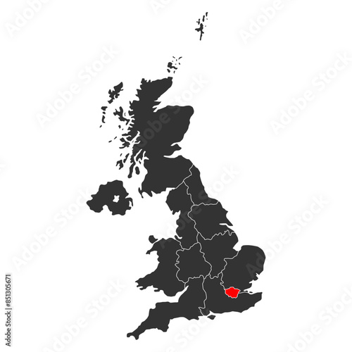 London of United Kingdom of Great Britain and Northern Ireland map, detailed web vector