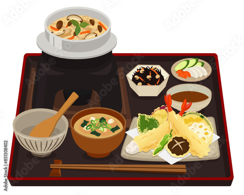 食事_釜飯_かやくご飯　五目釜めし定食