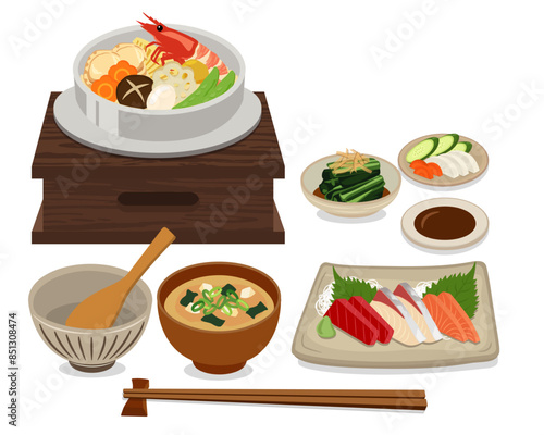 食事_釜飯_五目釜めし定食（背景白）