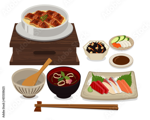 食事_釜飯_うなぎの釜めし定食（背景白）