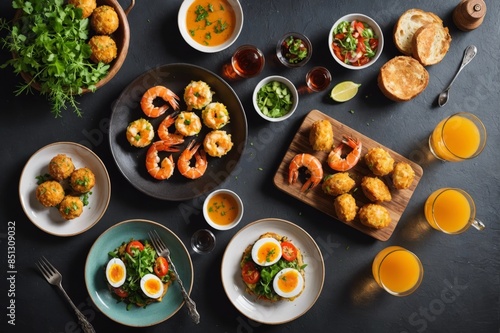 Tapas and Craft Cocktails, Showcasing Succulent Prawns, Flavorful Spanish Omelette, and Traditional Scotch Egg