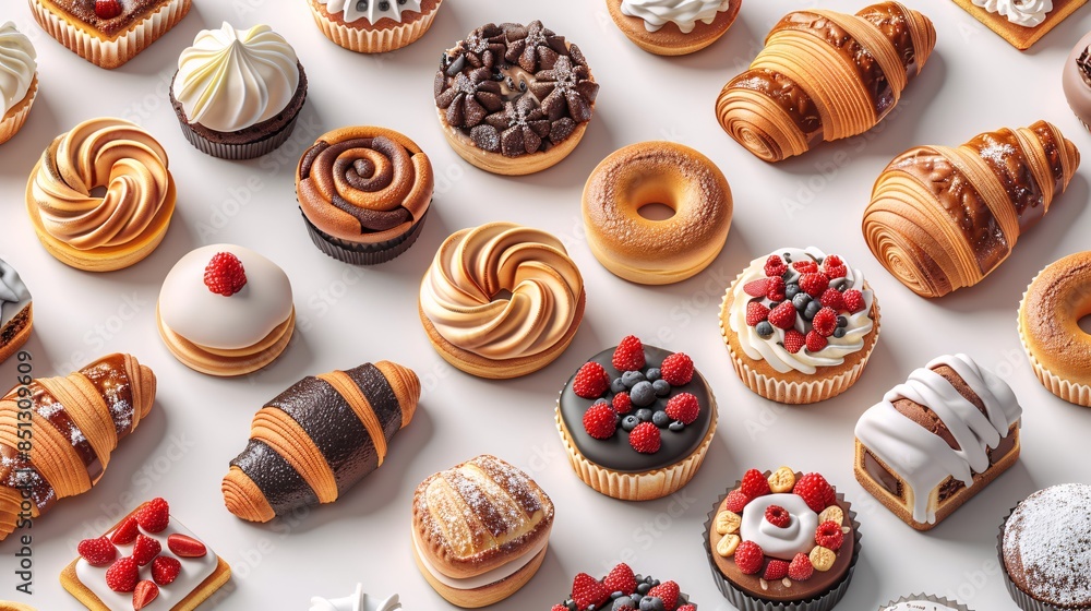 Assortment of Pastries and Desserts with Berries Assortment of Pastries and Desserts with Berries