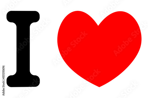 Fotografi Vector message I love with red heart on transparent background