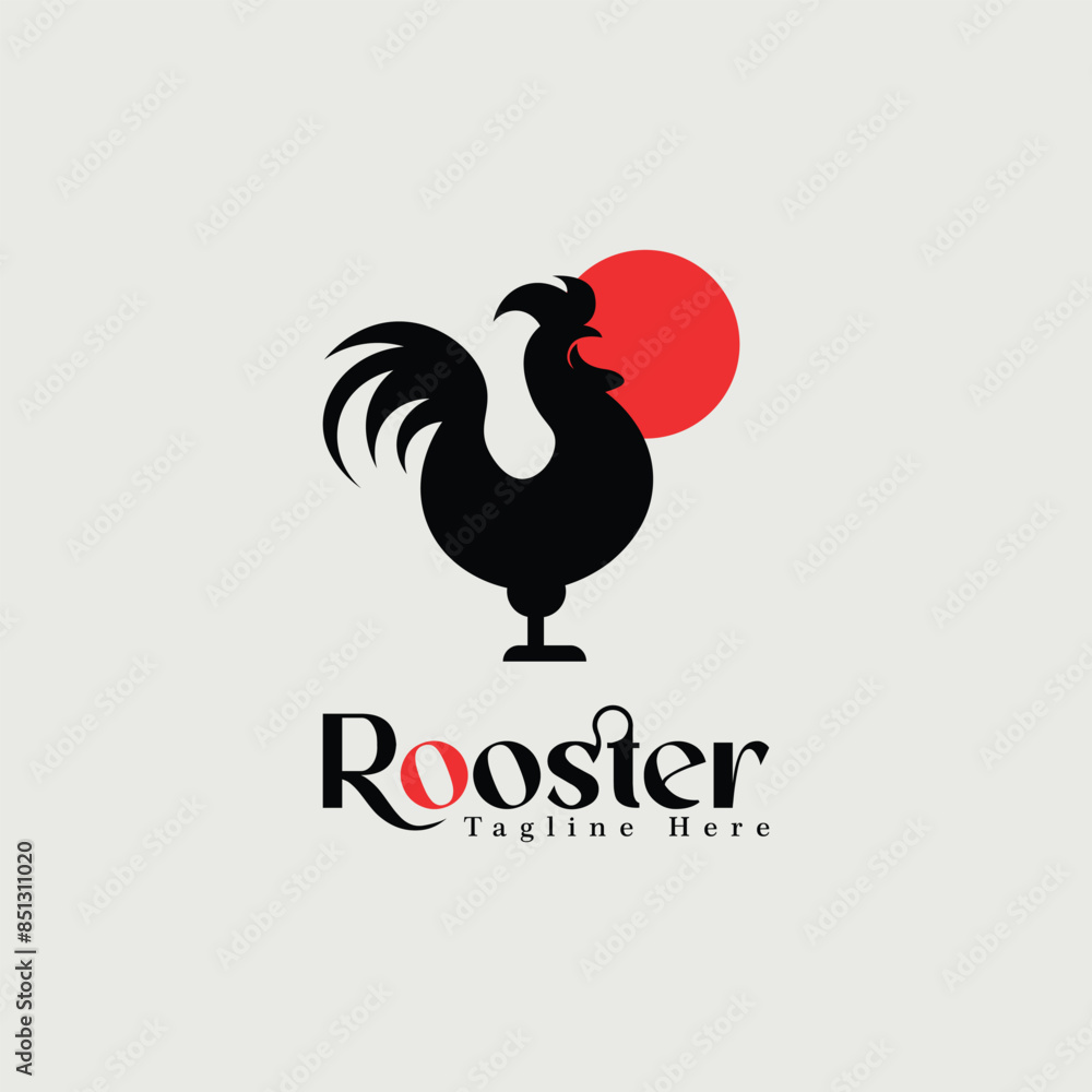 Obraz premium Rooster silhouette logo design template