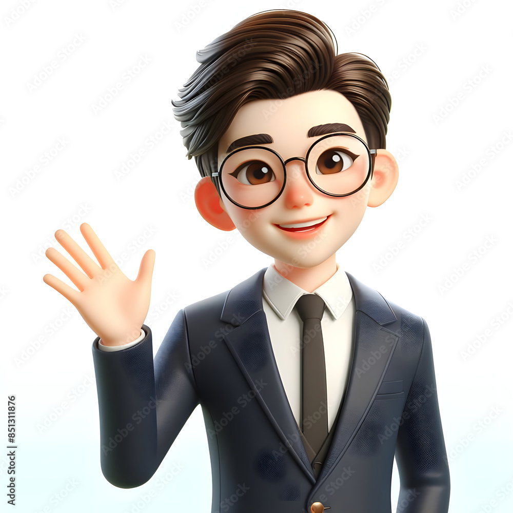3D Rendering of Happy Asian Businessman with Glasses in Professional Attire, Boy wearing business suit 3D Rendering of Happy Asian Businessman with Glasses in Professional Attire, Boy wearing business suit