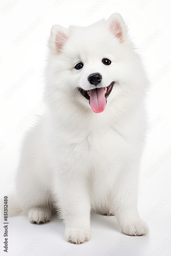Adorable smiling dog portrait on white background, cute and fluffy canine moment Adorable smiling dog portrait on white background, cute and fluffy canine moment
