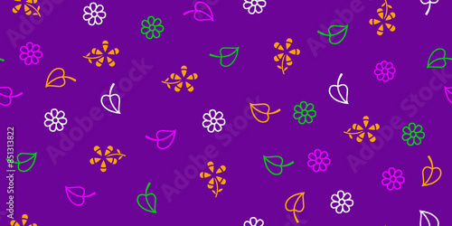 Seamless floral illustration features intricate patterns and bold colors, perfect for enhancing digital and print designs. Ideal for use in textiles, wallpapers, packaging, and branding materials etc.