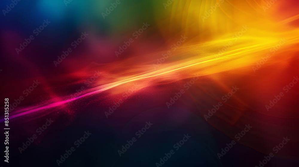 Blur colorful warm rainbow light leaks on black background with dust texture. Defocused abstract damaged scratched retro film analog effect for using over photos as overlay or screen filter Blur colorful warm rainbow light leaks on black background with dust texture. Defocused abstract damaged scratched retro film analog effect for using over photos as overlay or screen filter