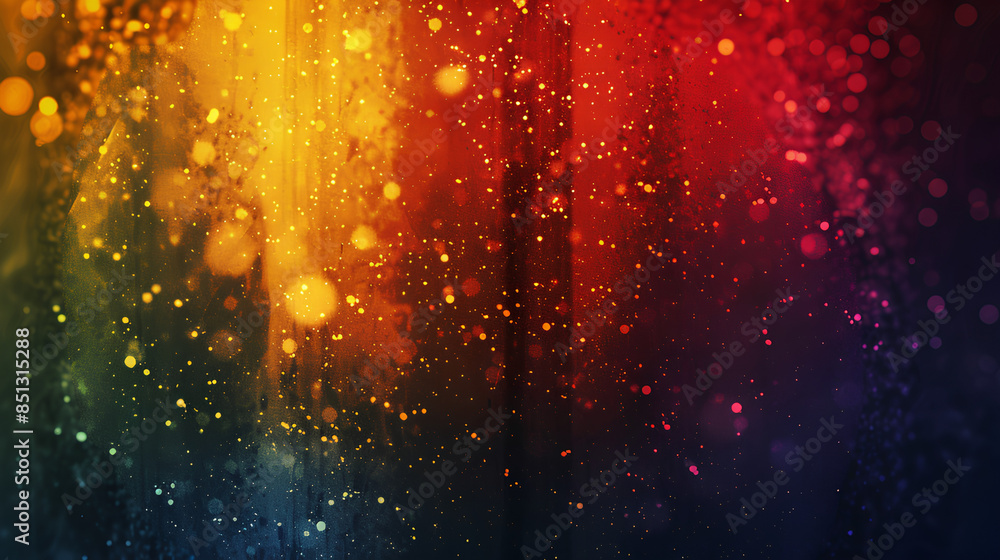 Blur colorful warm rainbow light leaks on black background with dust texture. Defocused abstract damaged scratched retro film analog effect for using over photos as overlay or screen filter Blur colorful warm rainbow light leaks on black background with dust texture. Defocused abstract damaged scratched retro film analog effect for using over photos as overlay or screen filter