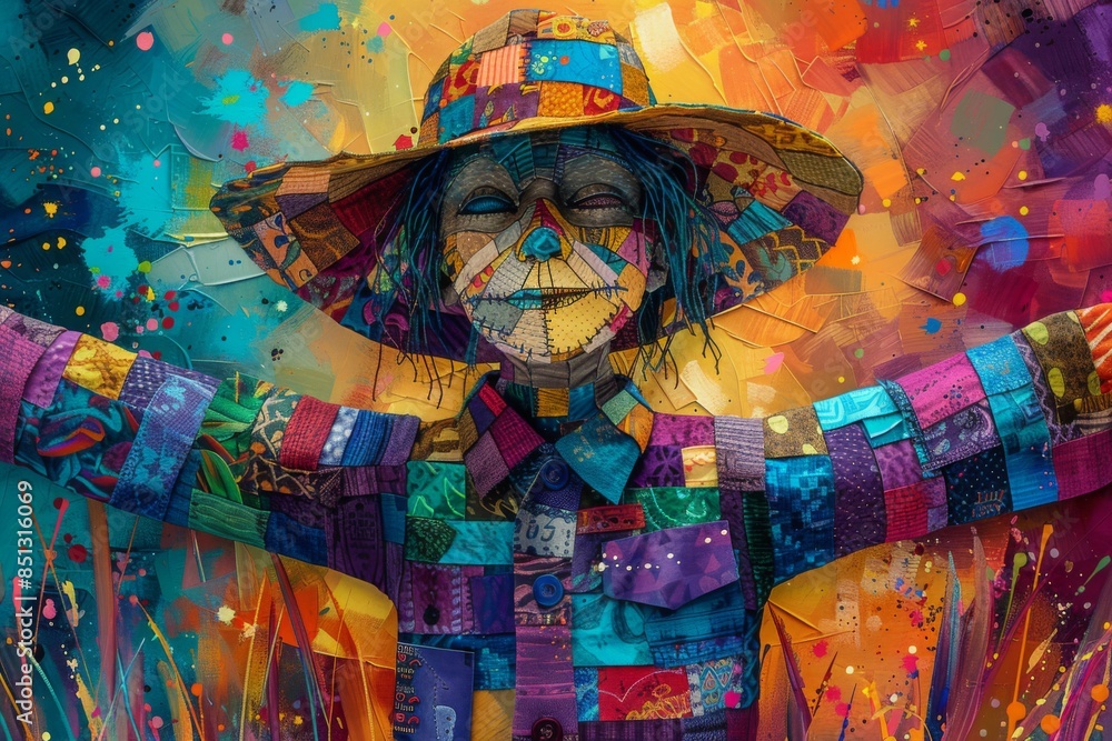 Fototapeta premium abstract background in colors and patterns for Build A Scarecrow Day