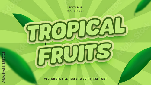 Editable text effects template design with fruits theme and cheerful colors